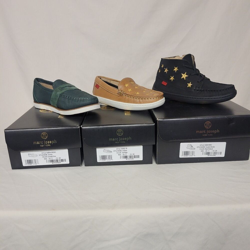 Marc Joseph New York Size 11 Kids (3 Pair) Nubu Leather 2 Loafer/ 1 Boots Bundle